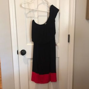 Red Dress Boutique black and red one shoulder dress